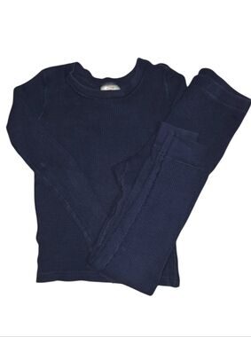 Hanna Andersson Navy Thermal Long Sleeve Pajama Set - Size 8